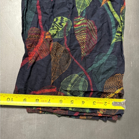 NEW Designer Wardrobe Wide Taper Crop Draper Pant Black Leaf Print Lagenlook‎ - Picture 12 of 12